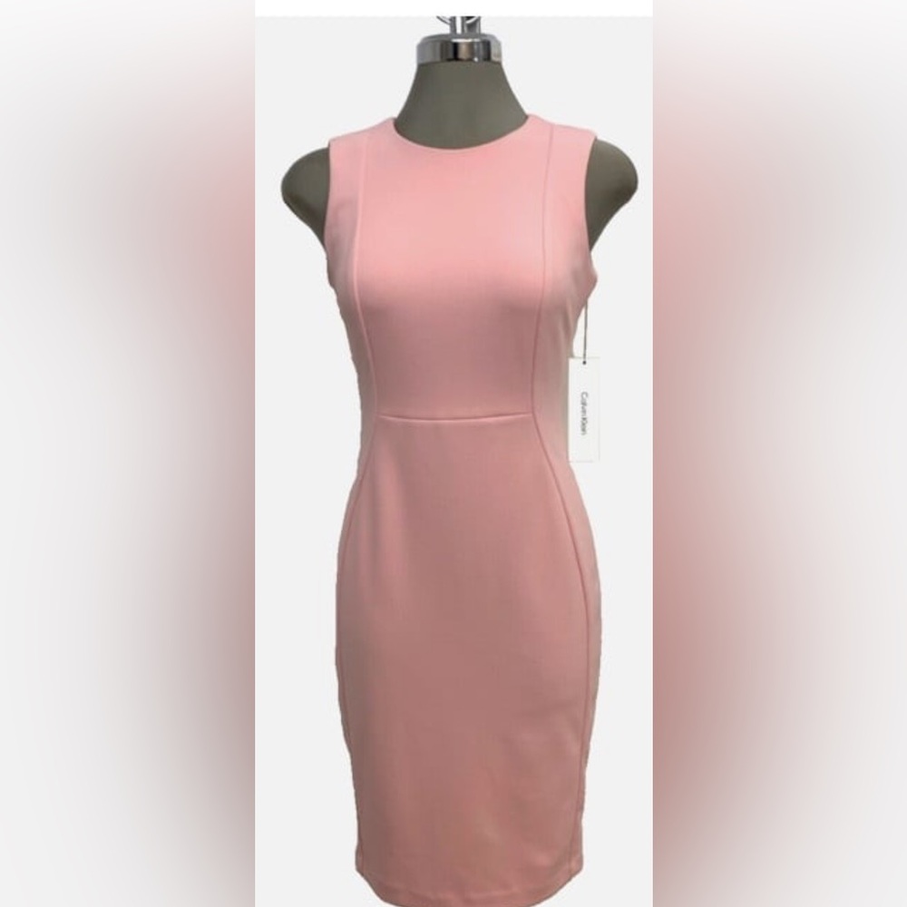 Women’s Calvin Klein Light Pink Crepe Sheath Dress – Size 4